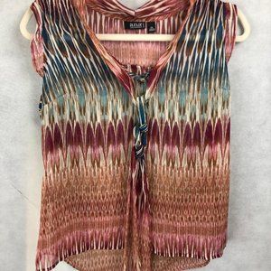 A.N.A Sheer V-Neck Multi color Button-Up Blouse